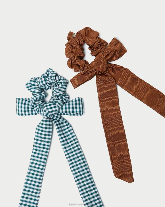 vrouwen dee strik scrunchies nootmuskaat/mini groene gingham Loeffler Randall accessoires J8TT162