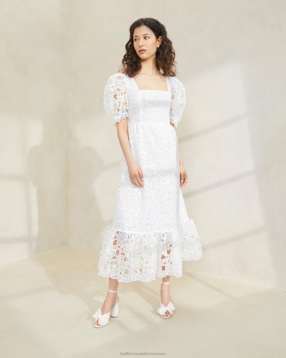 vrouwen Addison jurk met pofmouwen room Loeffler Randall kleren J8TT182