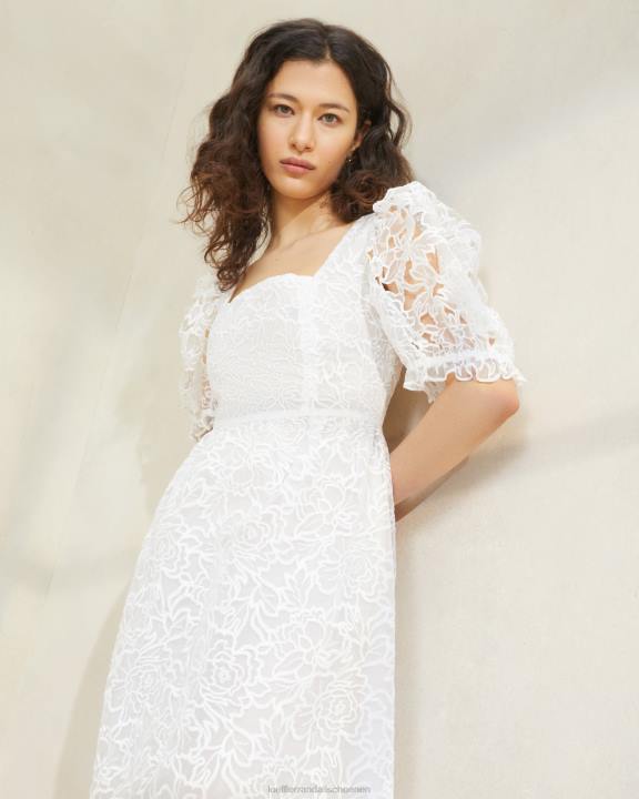 vrouwen Addison jurk met pofmouwen room Loeffler Randall kleren J8TT182