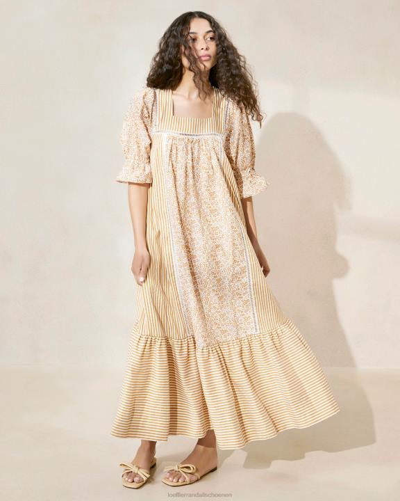 vrouwen Phillipa maxi-jurk bruine bloemen/bruine streep Loeffler Randall kleren J8TT184