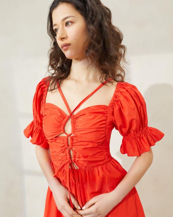 vrouwen Yael jurk met verzameld lijfje papaver Loeffler Randall kleren J8TT177