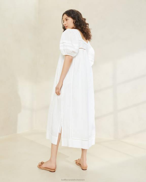 vrouwen augustus jurk met pofmouwen wit Loeffler Randall kleren J8TT171