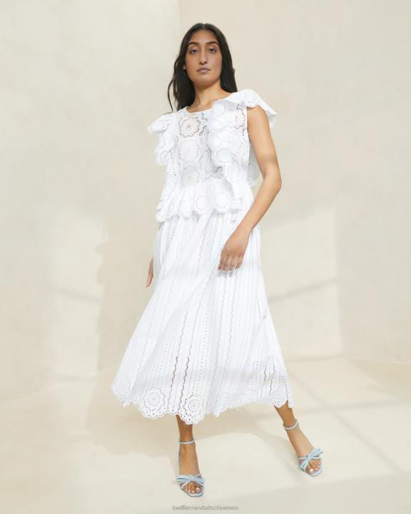 vrouwen brynn kanten jurk met fladdermouwen ivoor Loeffler Randall kleren J8TT173