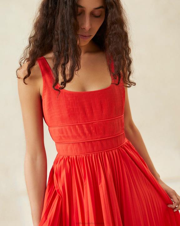 vrouwen geplooide jurk papaver Loeffler Randall kleren J8TT180