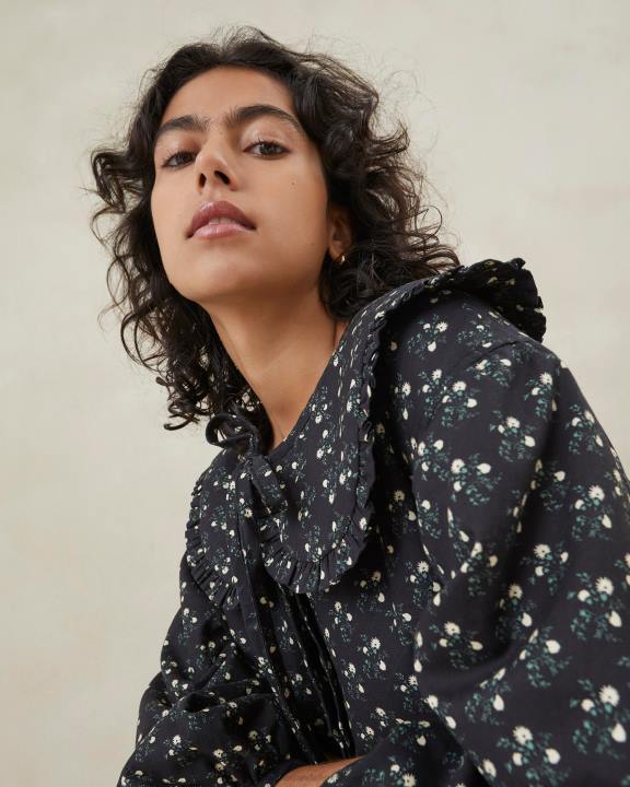 vrouwen nari jasjurk zwarte ditsy bloemen Loeffler Randall kleren J8TT179