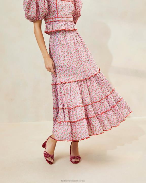 vrouwen Ellie aardbei midi-rok met geschulpte zoom aardbei print Loeffler Randall kleren J8TT225