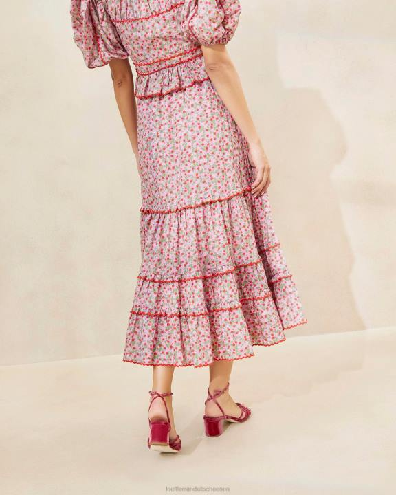 vrouwen Ellie aardbei midi-rok met geschulpte zoom aardbei print Loeffler Randall kleren J8TT225