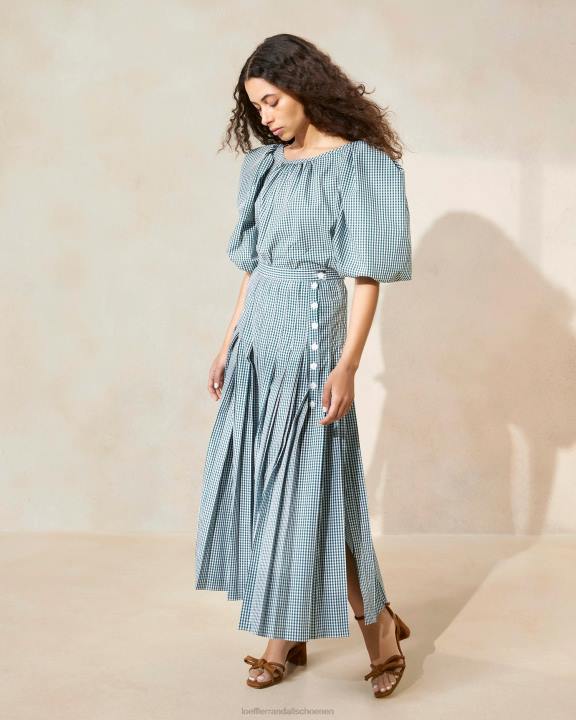 vrouwen Emlyn geplooide rok mini groene gingham Loeffler Randall kleren J8TT223