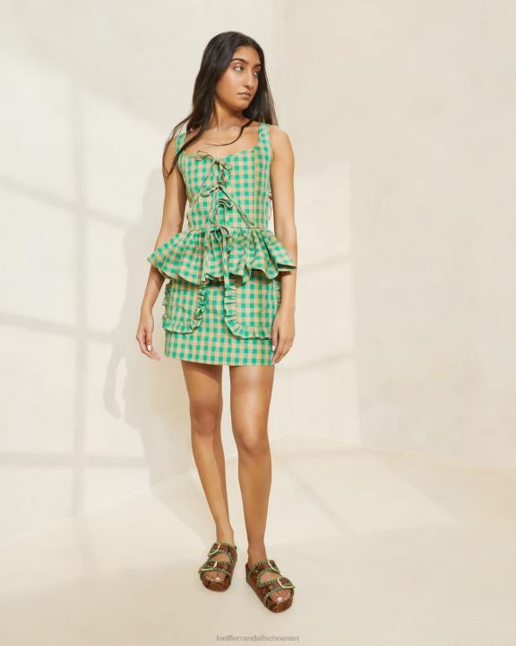 vrouwen Eura rok met ruches en zak groen/butterscotch gingang Loeffler Randall kleren J8TT222