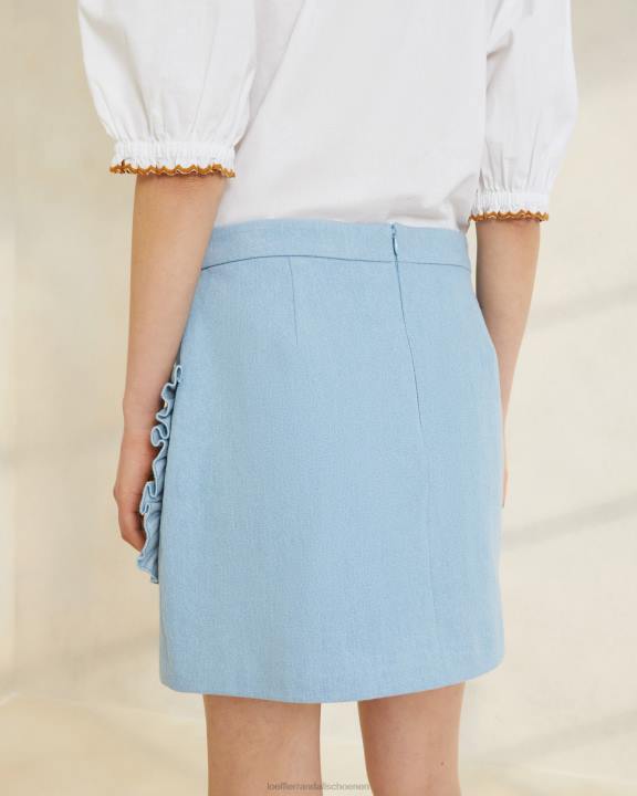 vrouwen Eura rok met ruches en zak lichte denim Loeffler Randall kleren J8TT229