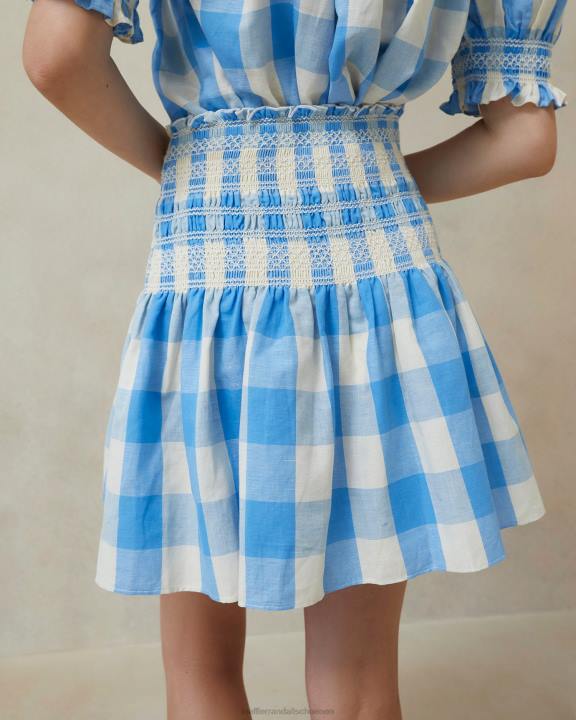 vrouwen Gilles gesmokte rok blauwe gingham Loeffler Randall kleren J8TT220