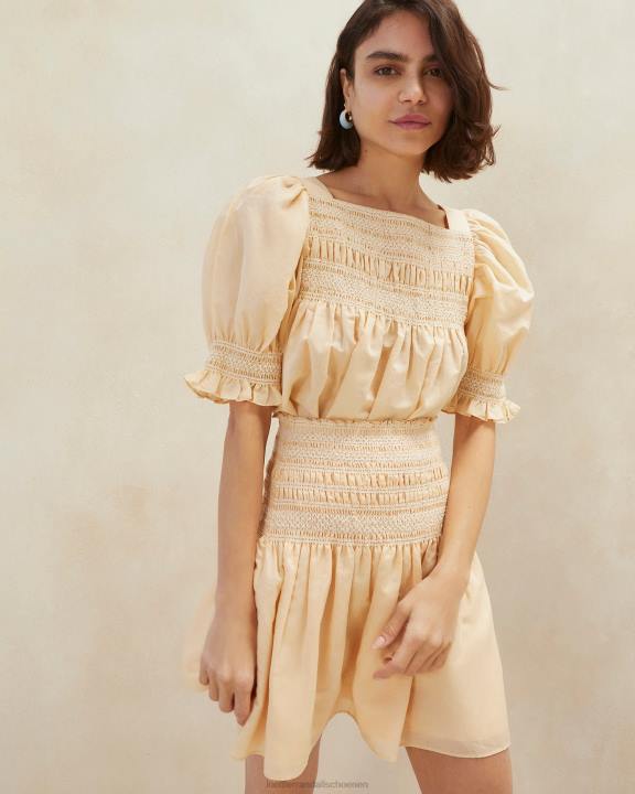 vrouwen Gilles gesmokte rok zand/ecru Loeffler Randall kleren J8TT238