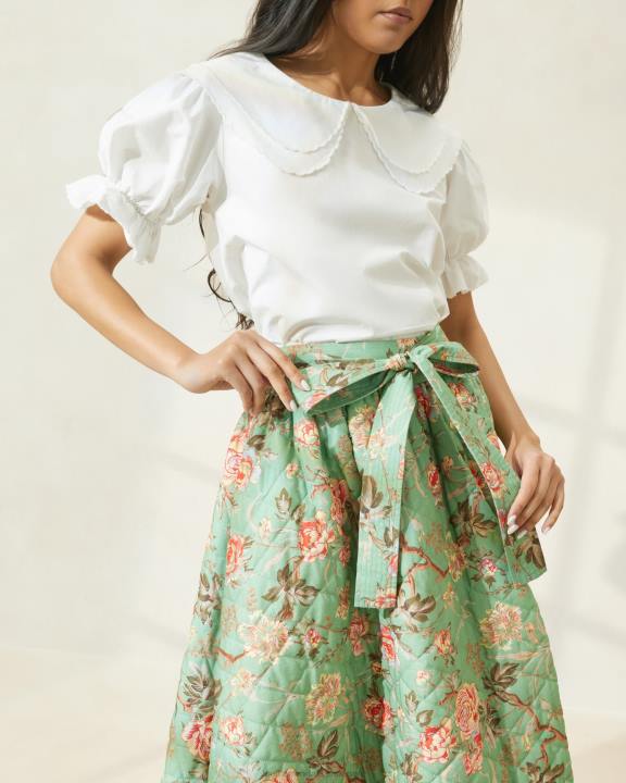 vrouwen Leigh gewatteerde rok salie botanische bloemen Loeffler Randall kleren J8TT231