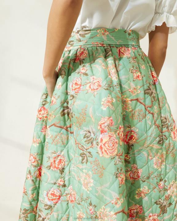vrouwen Leigh gewatteerde rok salie botanische bloemen Loeffler Randall kleren J8TT231