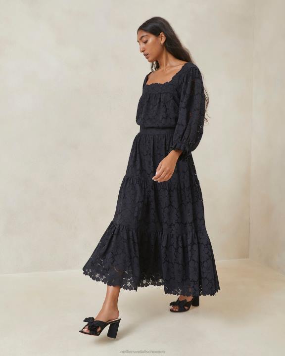 vrouwen Luna kanten gelaagde rok zwart Loeffler Randall kleren J8TT243