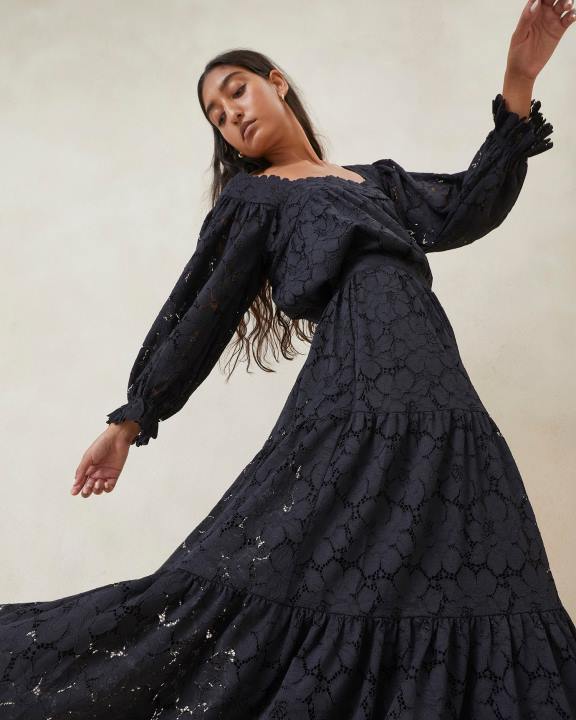 vrouwen Luna kanten gelaagde rok zwart Loeffler Randall kleren J8TT243