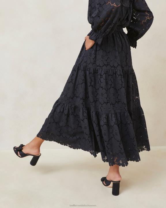 vrouwen Luna kanten gelaagde rok zwart Loeffler Randall kleren J8TT243