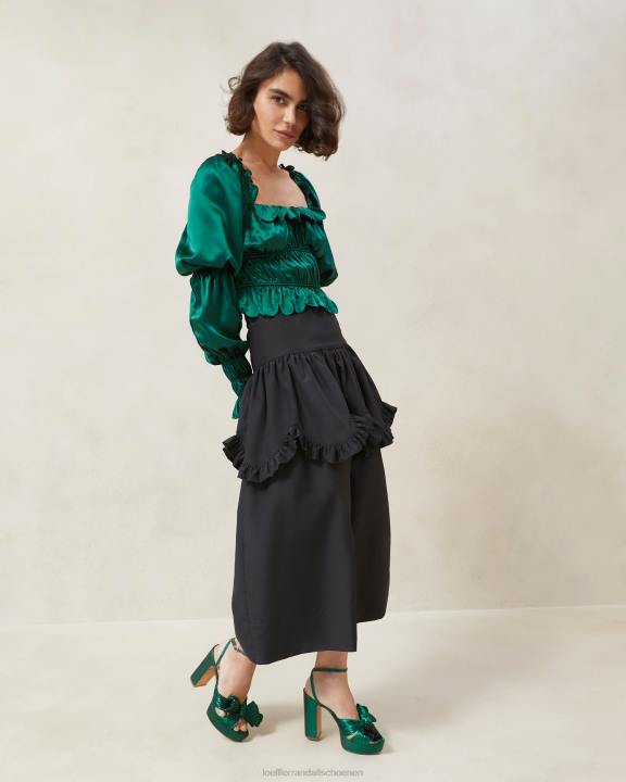 vrouwen Milo geschulpte rok met ruches zwart Loeffler Randall kleren J8TT242