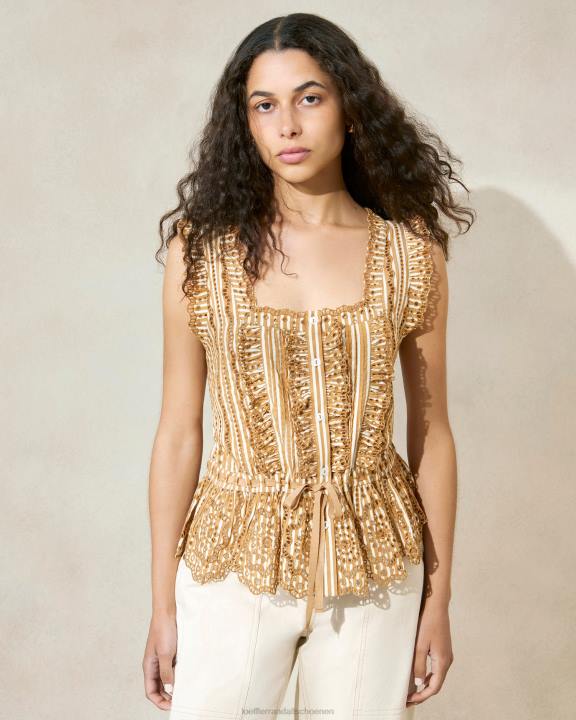 vrouwen Arden D geschulpte blouse bruine streep Loeffler Randall kleren J8TT214