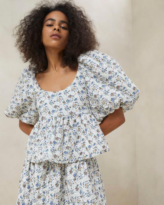 vrouwen Jessalyn gewatteerde top crème/bloemig Loeffler Randall kleren J8TT248