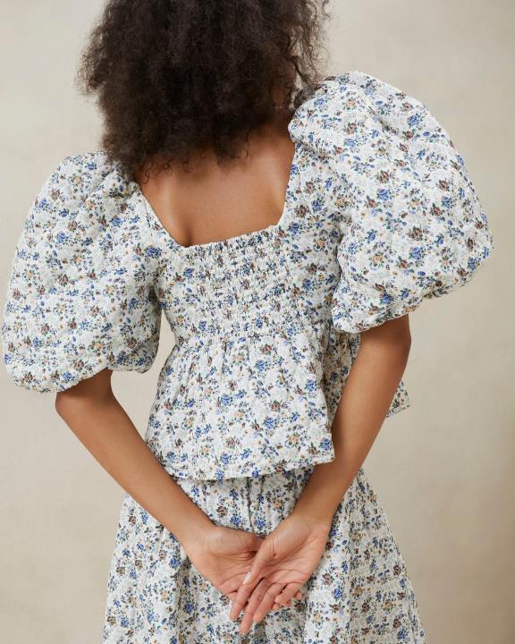 vrouwen Jessalyn gewatteerde top crème/bloemig Loeffler Randall kleren J8TT248