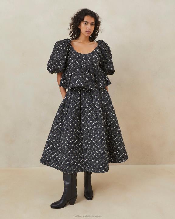 vrouwen Jessalyn gewatteerde top zwarte ditsy bloemen Loeffler Randall kleren J8TT247