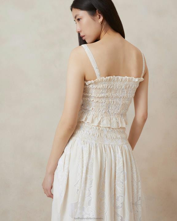 vrouwen anita gesmokte top ecru Loeffler Randall kleren J8TT251