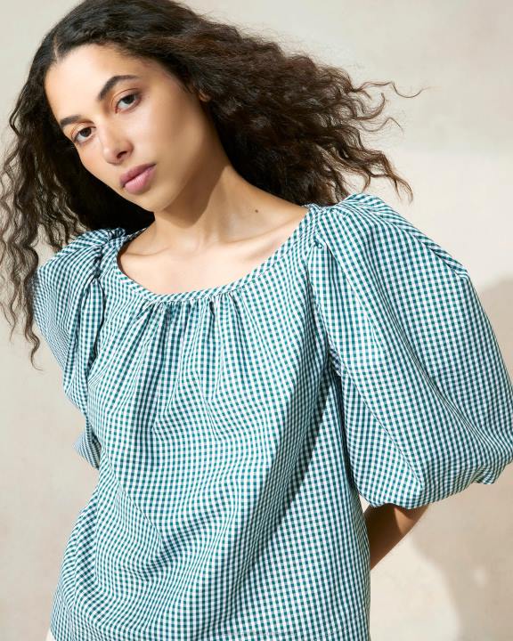vrouwen eliza tentblouse mini groene gingham Loeffler Randall kleren J8TT207