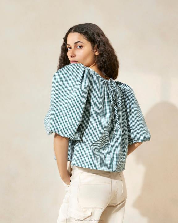vrouwen eliza tentblouse mini groene gingham Loeffler Randall kleren J8TT207