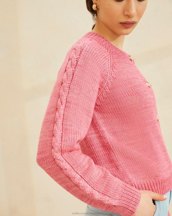 vrouwen Lindy vest met kabelmouwen roze Loeffler Randall kleren J8TT255