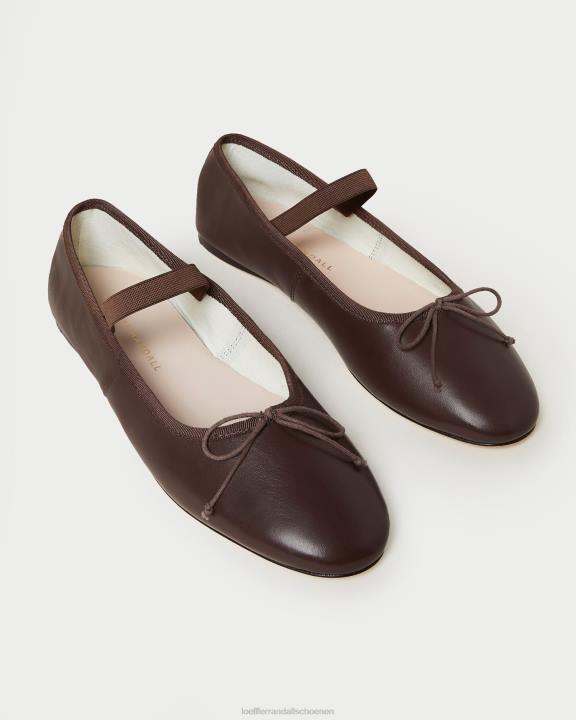 vrouwen leonie ballet plat chocolade leer Loeffler Randall schoenen J8TT296