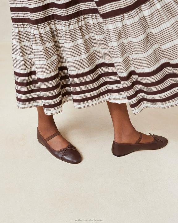 vrouwen leonie ballet plat chocolade leer Loeffler Randall schoenen J8TT296