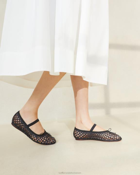 vrouwen leonie ballet plat zwart haakwerk Loeffler Randall schoenen J8TT301