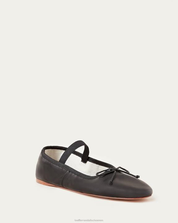 vrouwen leonie ballet plat zwart leer Loeffler Randall schoenen J8TT293