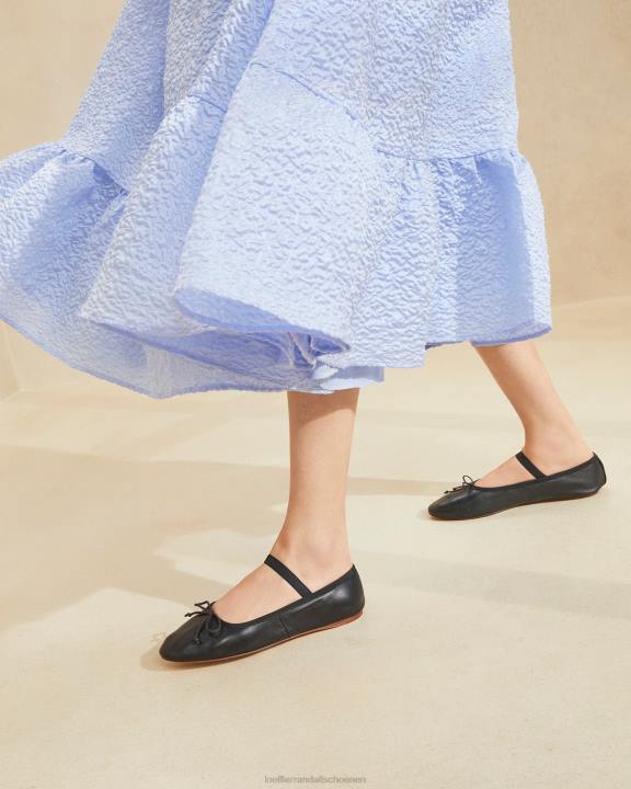 vrouwen leonie ballet plat zwart leer Loeffler Randall schoenen J8TT293