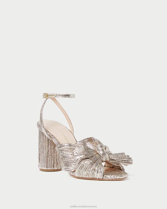 vrouwen Camellia geplooide strikhak Champagne Loeffler Randall schoenen J8TT64