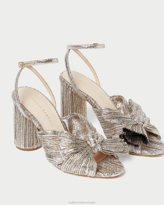 vrouwen Camellia geplooide strikhak Champagne Loeffler Randall schoenen J8TT64