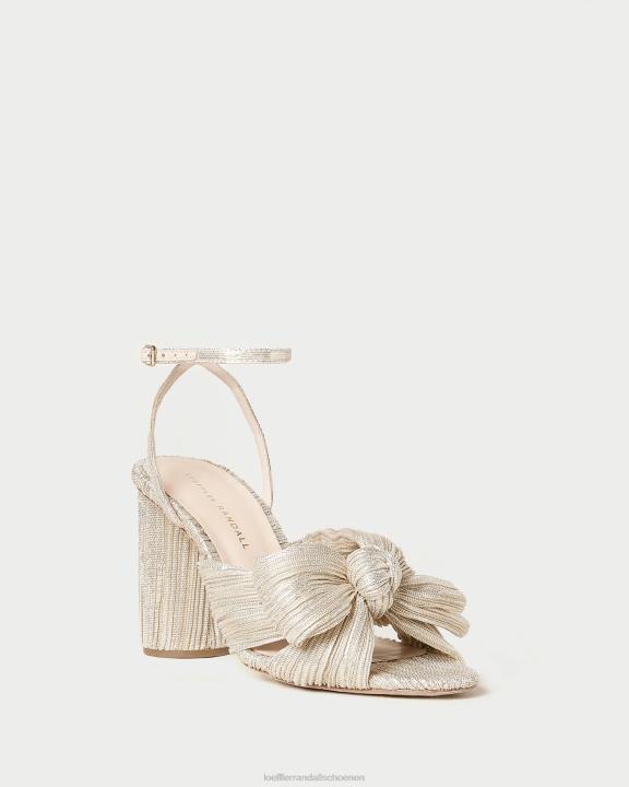 vrouwen Camellia geplooide strikhak platina Loeffler Randall schoenen J8TT3
