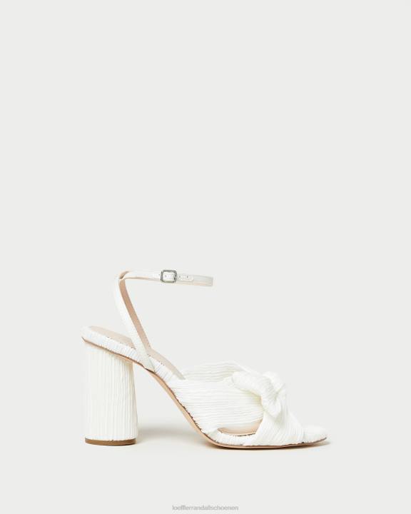 vrouwen Camellia geplooide strikhak wit Loeffler Randall schoenen J8TT32