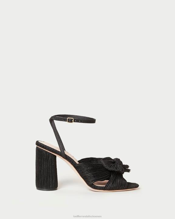 vrouwen Camellia geplooide strikhak zwart Loeffler Randall schoenen J8TT17