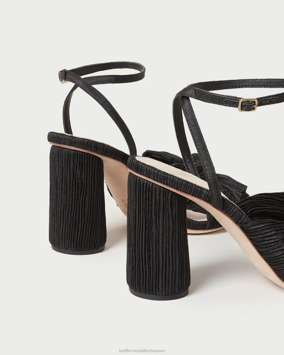 vrouwen Camellia geplooide strikhak zwart Loeffler Randall schoenen J8TT17