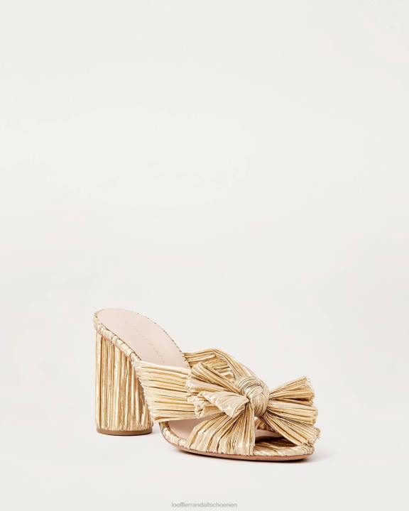 vrouwen Penny geplooide strikhak goud Loeffler Randall schoenen J8TT8