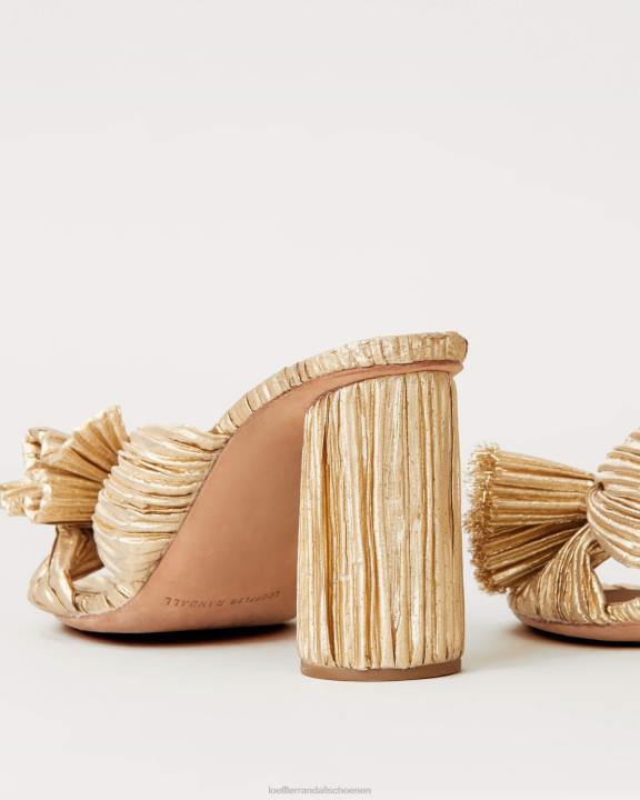 vrouwen Penny geplooide strikhak goud Loeffler Randall schoenen J8TT8