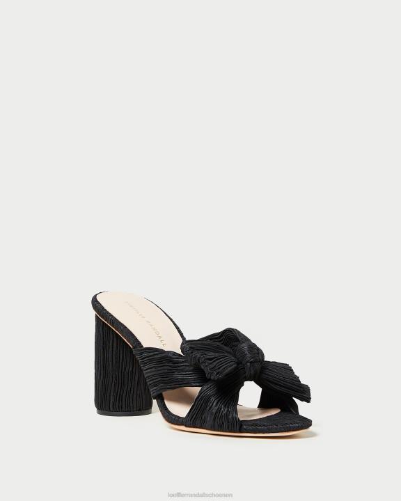vrouwen Penny geplooide strikhak zwart Loeffler Randall schoenen J8TT43