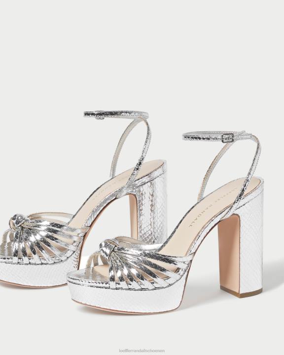 vrouwen Rivka platformsandaal met knoop zilver Loeffler Randall schoenen J8TT75
