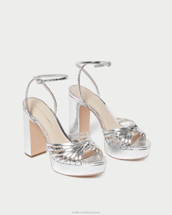 vrouwen Rivka platformsandaal met knoop zilver Loeffler Randall schoenen J8TT75