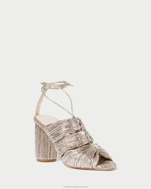 vrouwen Teresa geplooide sandaal met veters Champagne Loeffler Randall schoenen J8TT95