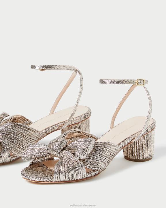 vrouwen dahlia geplooide strikhak Champagne Loeffler Randall schoenen J8TT53