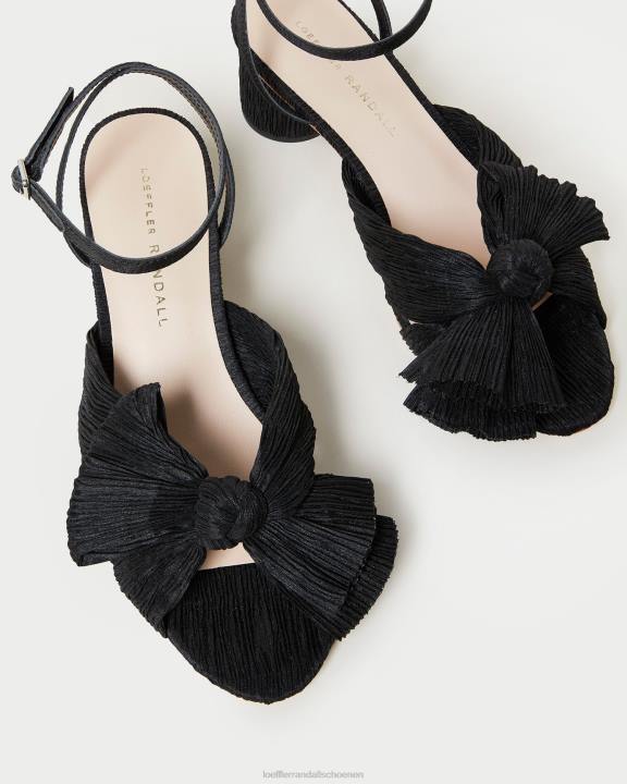 vrouwen dahlia geplooide strikhak zwart Loeffler Randall schoenen J8TT25