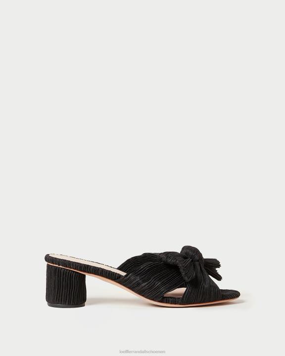 vrouwen emilia geplooide strikhak zwart Loeffler Randall schoenen J8TT18